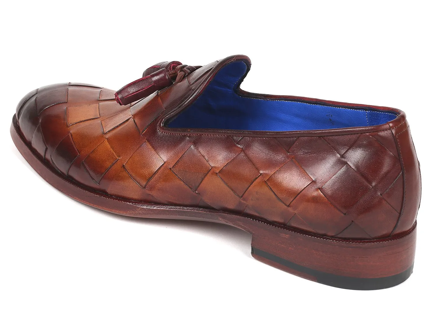 Paul Parkman Men's Big Braided Tassel Loafers in Brown