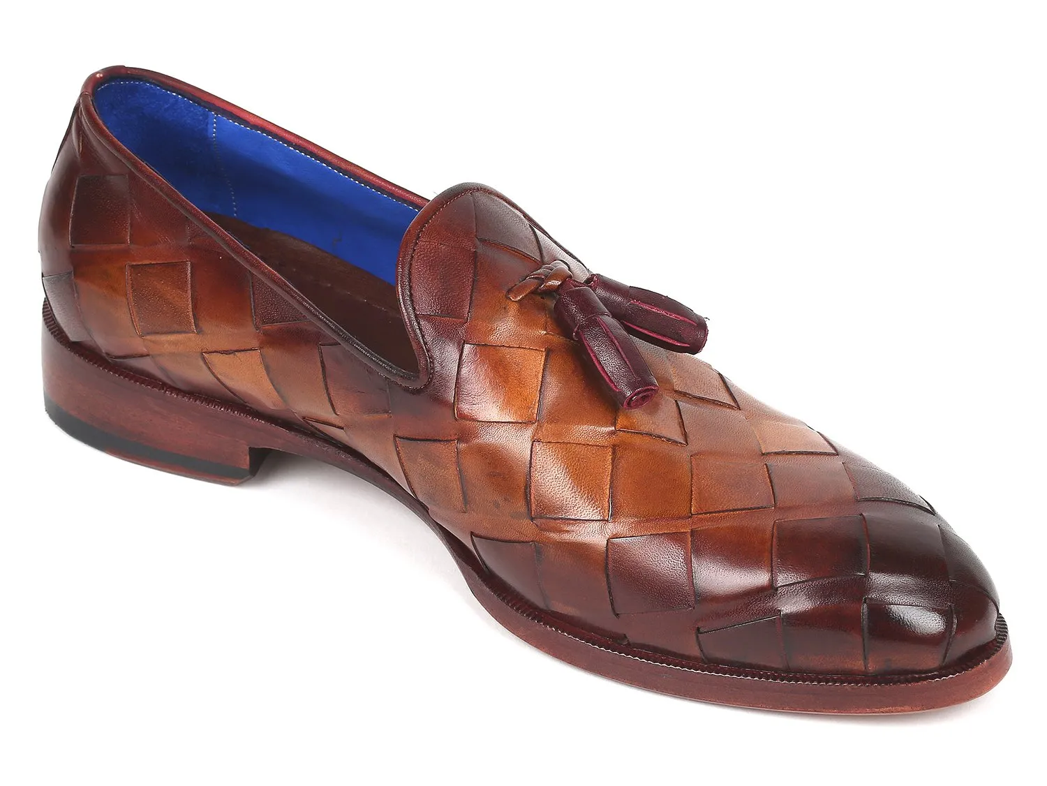 Paul Parkman Men's Big Braided Tassel Loafers in Brown