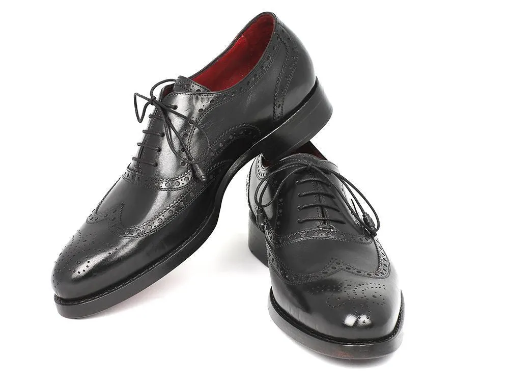 Paul Parkman Men's Goodyear Welted Wingtip Oxfords in Black