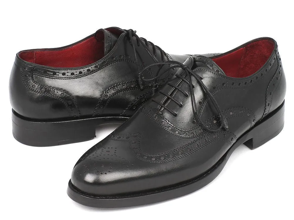 Paul Parkman Men's Goodyear Welted Wingtip Oxfords in Black
