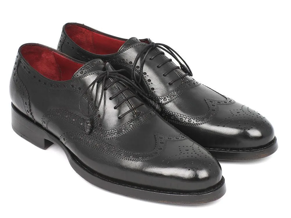 Paul Parkman Men's Goodyear Welted Wingtip Oxfords in Black