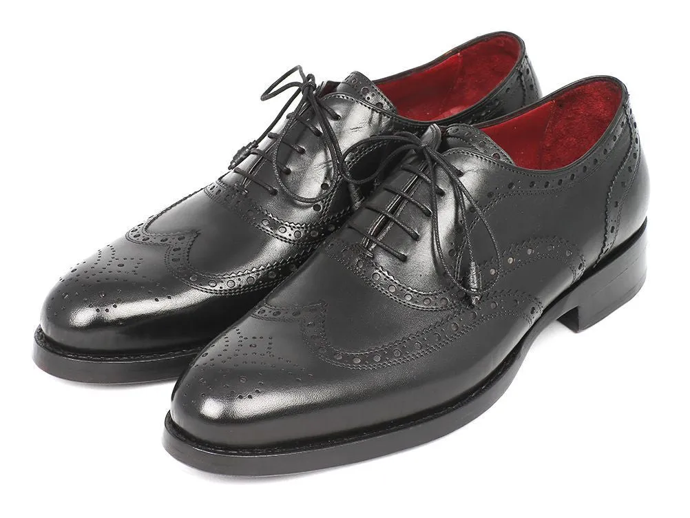 Paul Parkman Men's Goodyear Welted Wingtip Oxfords in Black