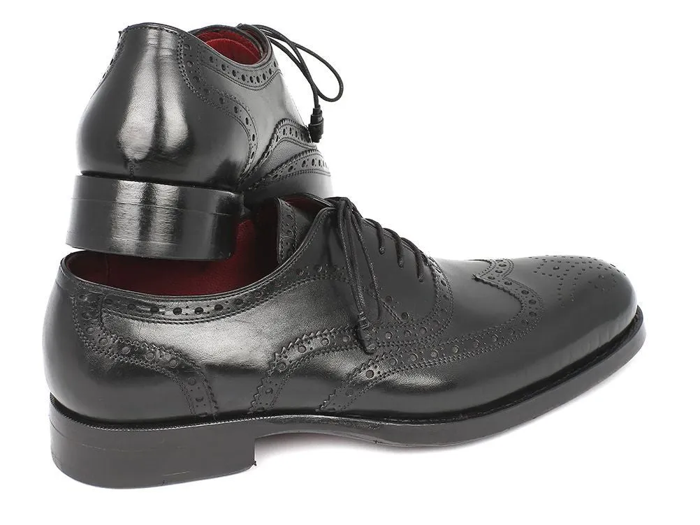 Paul Parkman Men's Goodyear Welted Wingtip Oxfords in Black