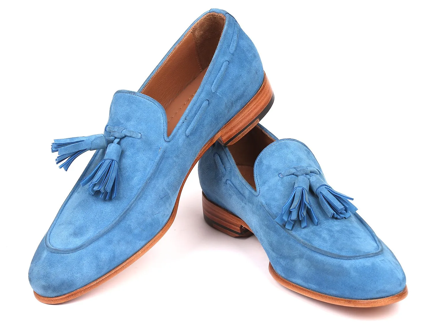 Paul Parkman Men's Suede Tassel Loafers in Blue