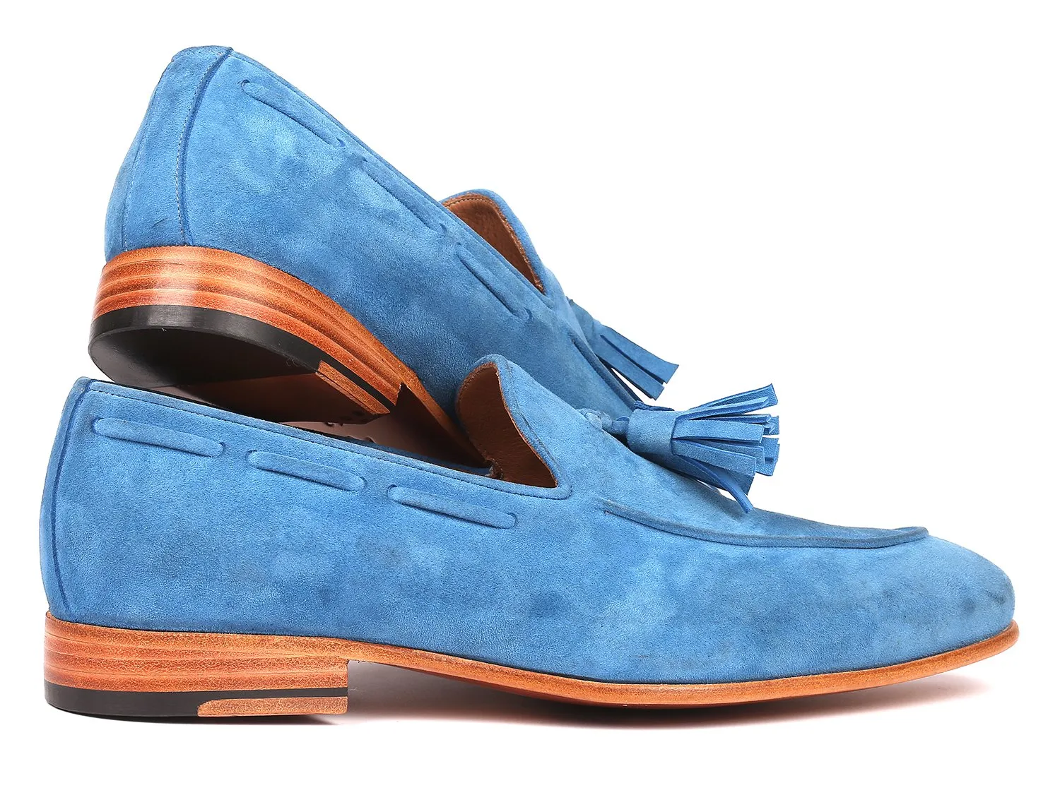 Paul Parkman Men's Suede Tassel Loafers in Blue