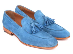 Paul Parkman Men's Suede Tassel Loafers in Blue