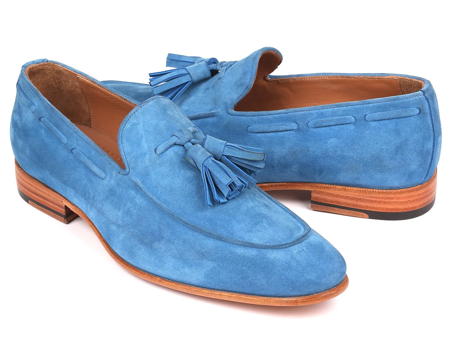 Paul Parkman Men's Suede Tassel Loafers in Blue