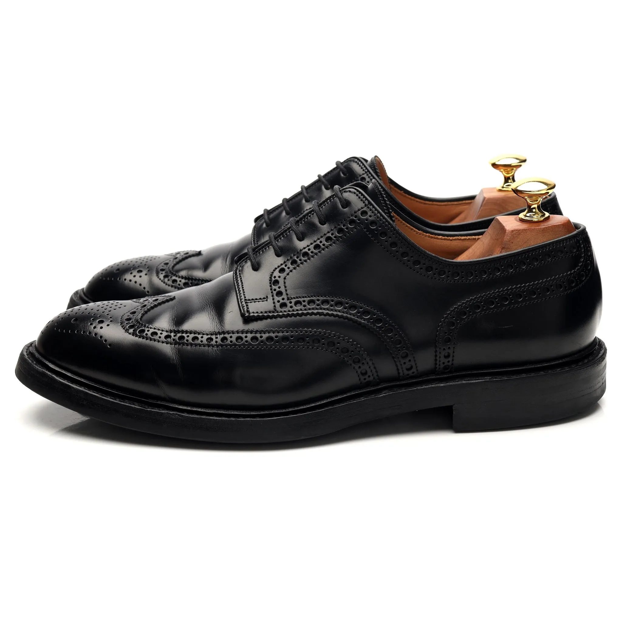 'Pembroke' Black Leather Derby Brogues UK 9 E