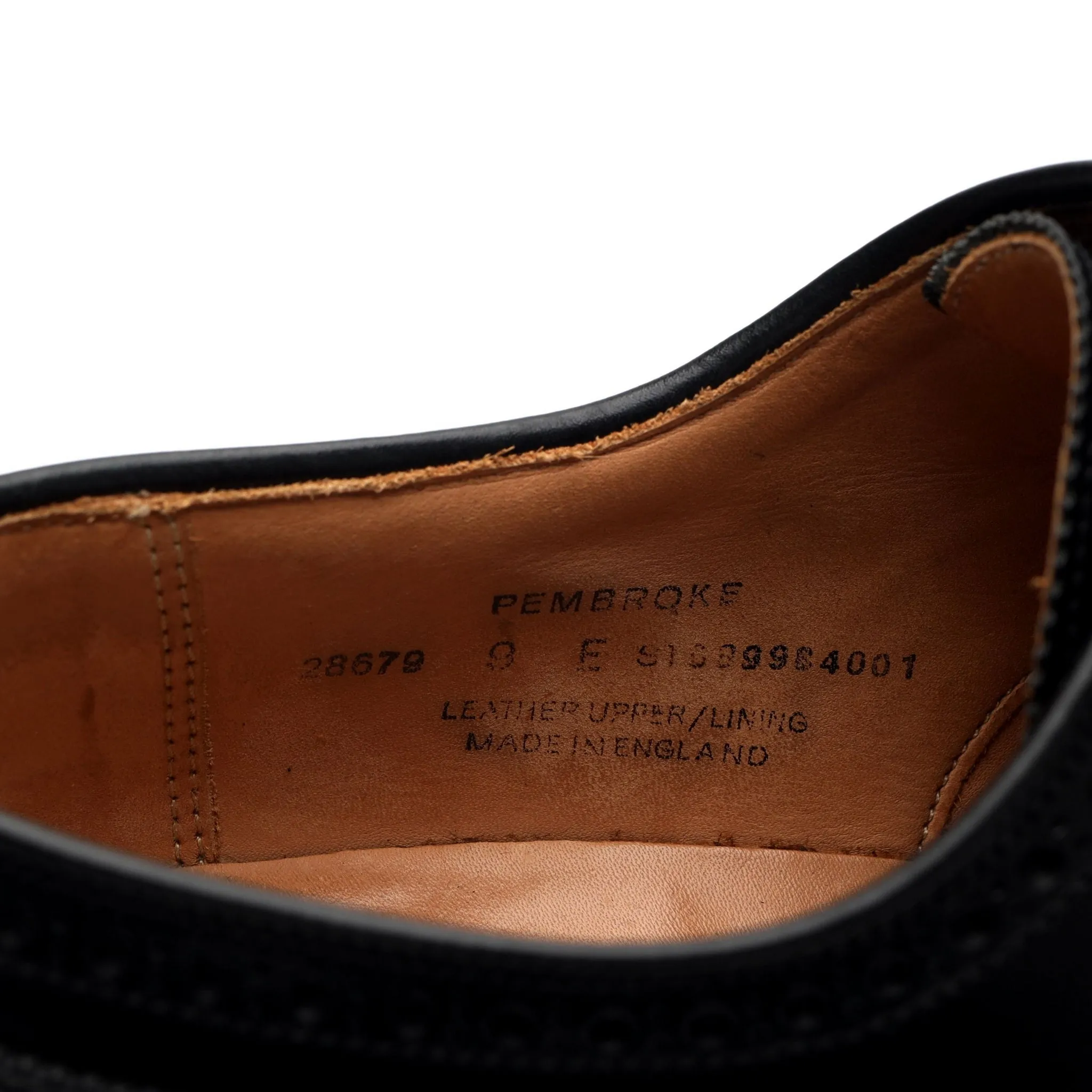 'Pembroke' Black Leather Derby Brogues UK 9 E