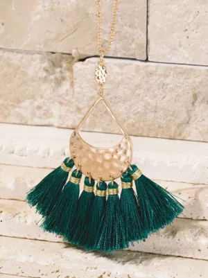 Pine Tassel Hammered Necklace