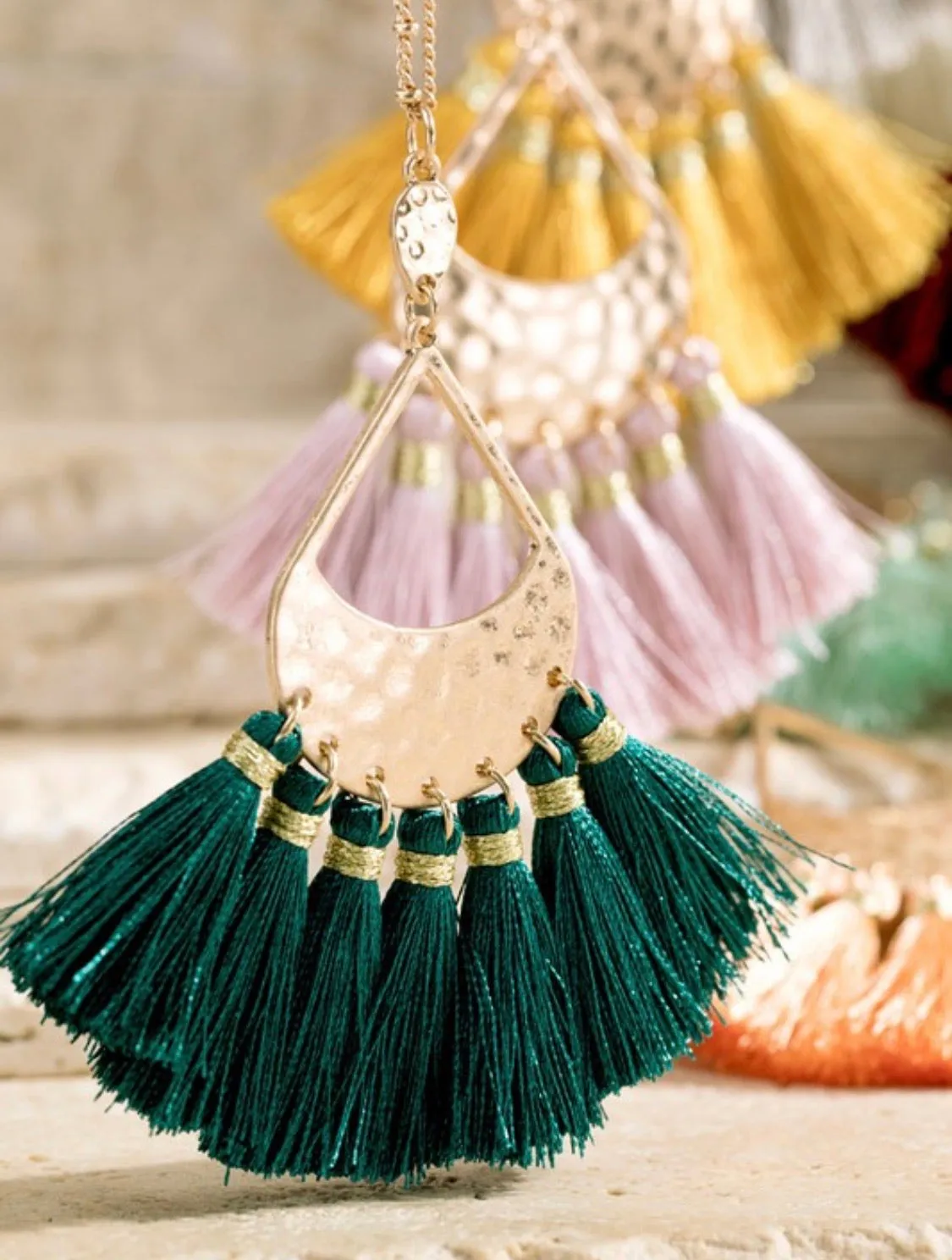 Pine Tassel Hammered Necklace