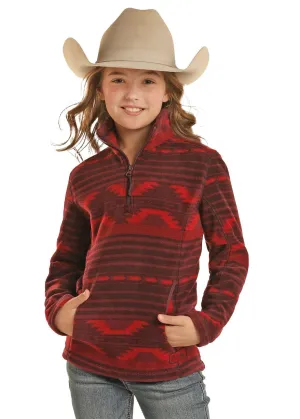 POWDER RIVER GIRLS FLEECE AZTEC PULL OVER