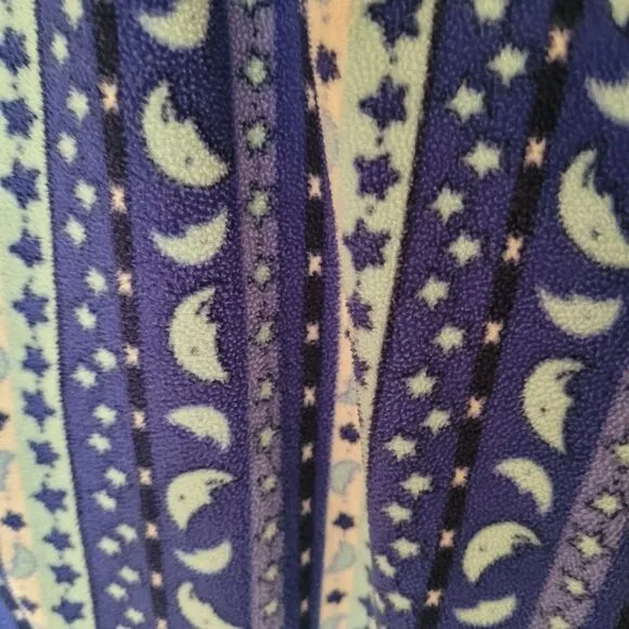 Robe Womens Blue print LIZ CLAIBORNE Zipperfront Fleece pj Small ladies pockets