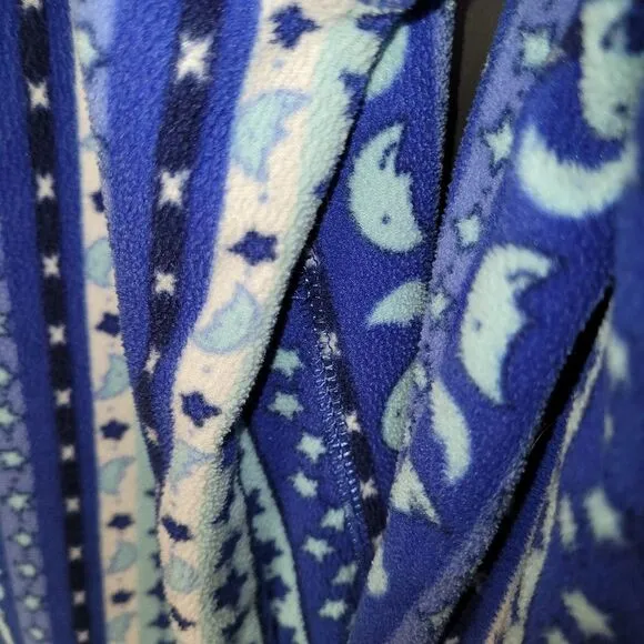 Robe Womens Blue print LIZ CLAIBORNE Zipperfront Fleece pj Small ladies pockets