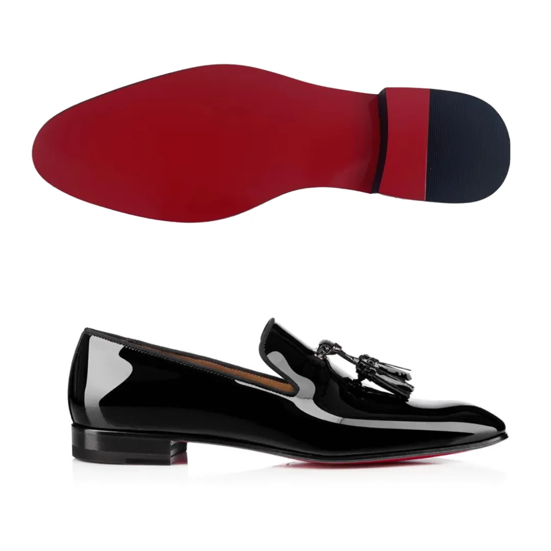Rossi P3  - Shiny red bottom sole tassel patent leather loafers for men