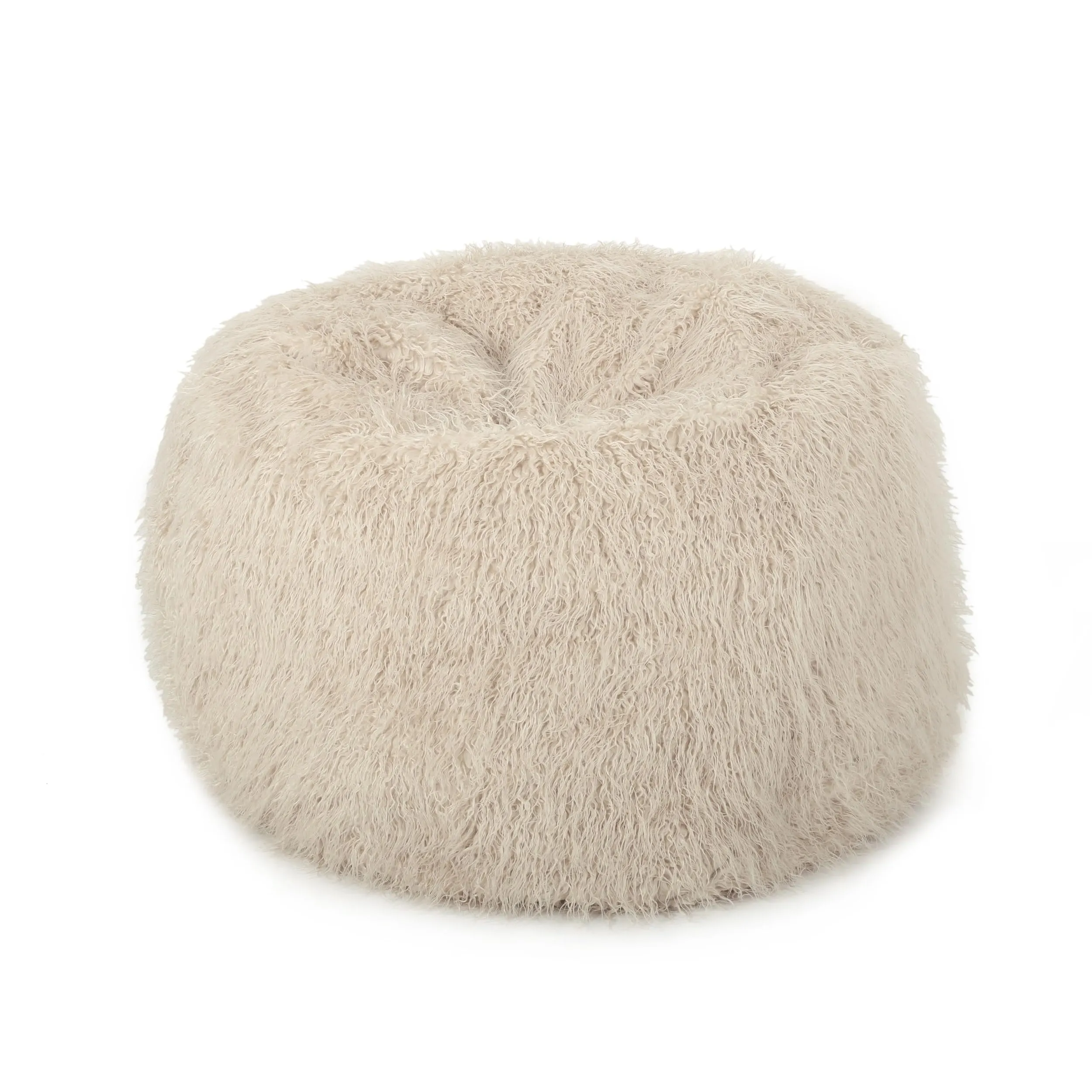 Rounded Fur Bean Bag with Softness and Comfort Brown Modern