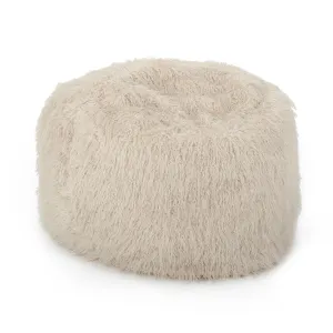Rounded Fur Bean Bag with Softness and Comfort Brown Modern