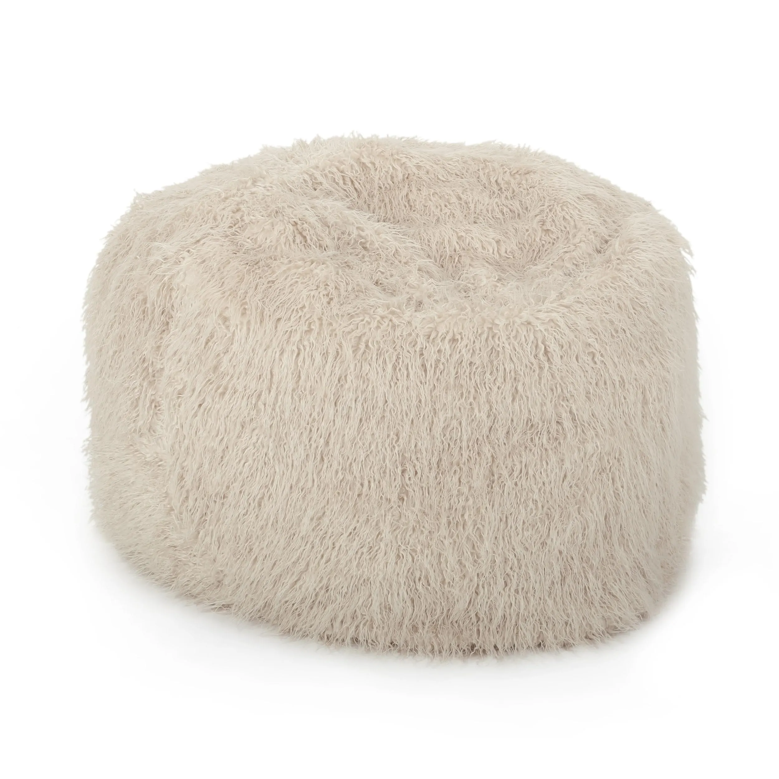 Rounded Fur Bean Bag with Softness and Comfort Brown Modern