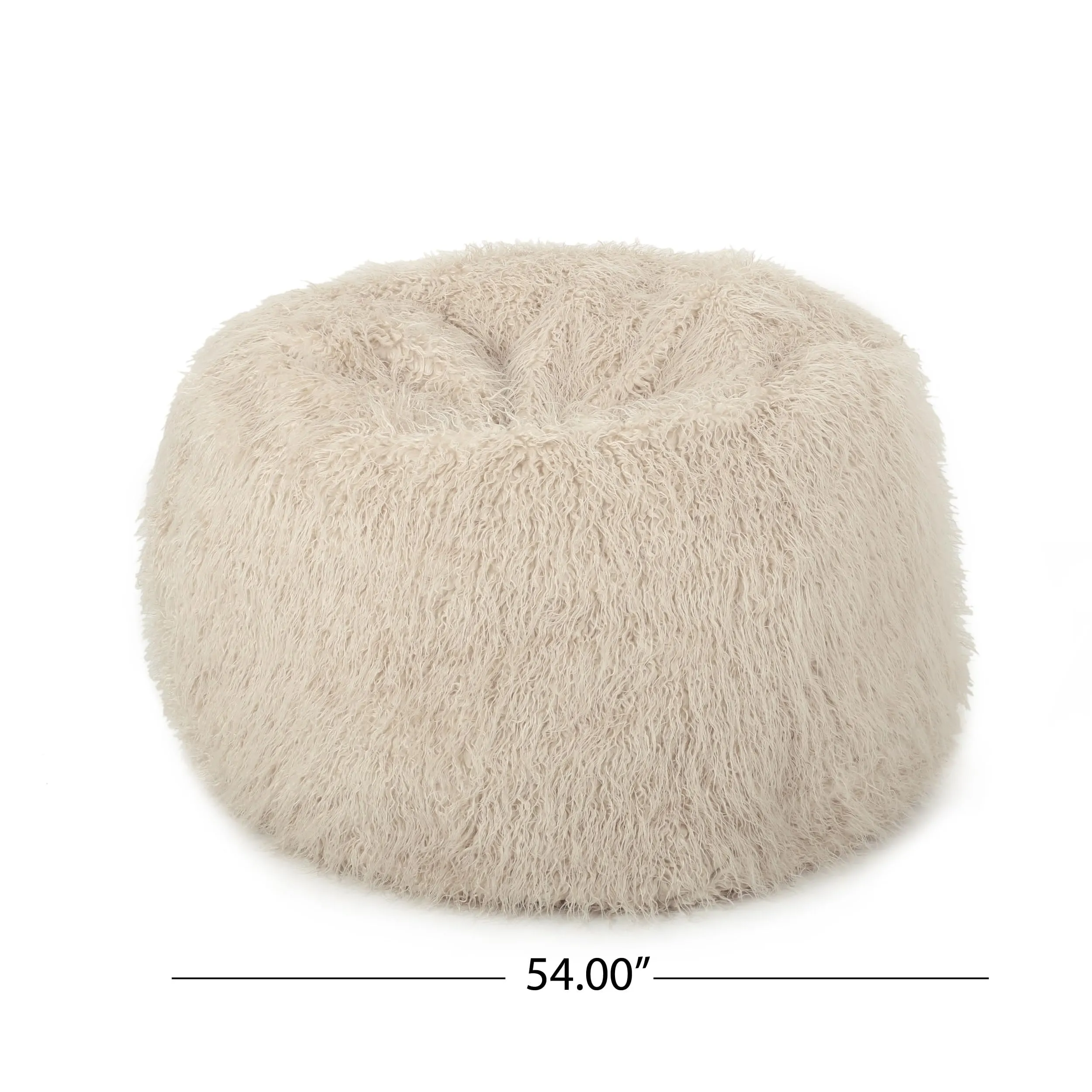 Rounded Fur Bean Bag with Softness and Comfort Brown Modern