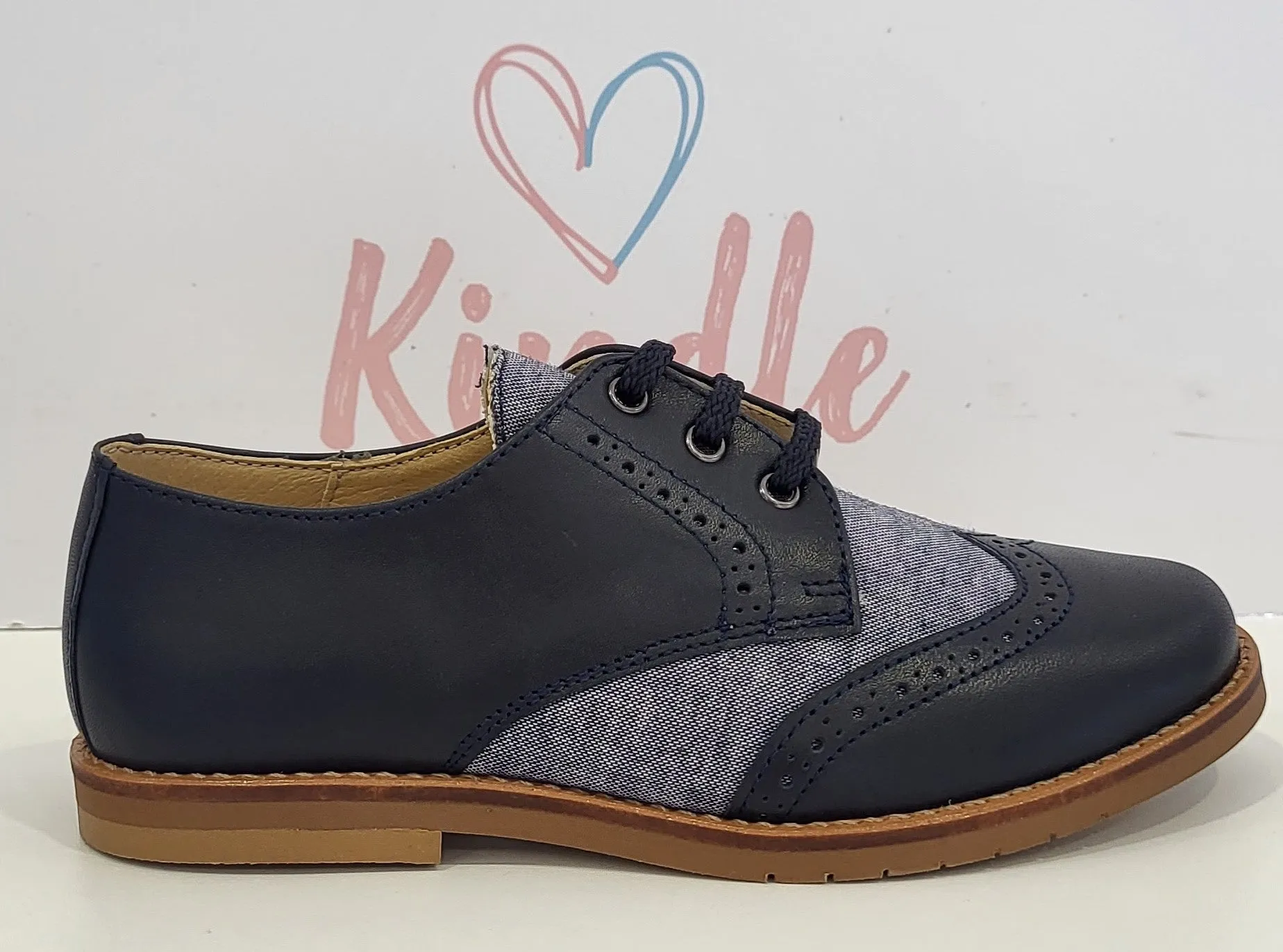 SALE KINDLE Boys Shoes:- Navy & Blue Brogue