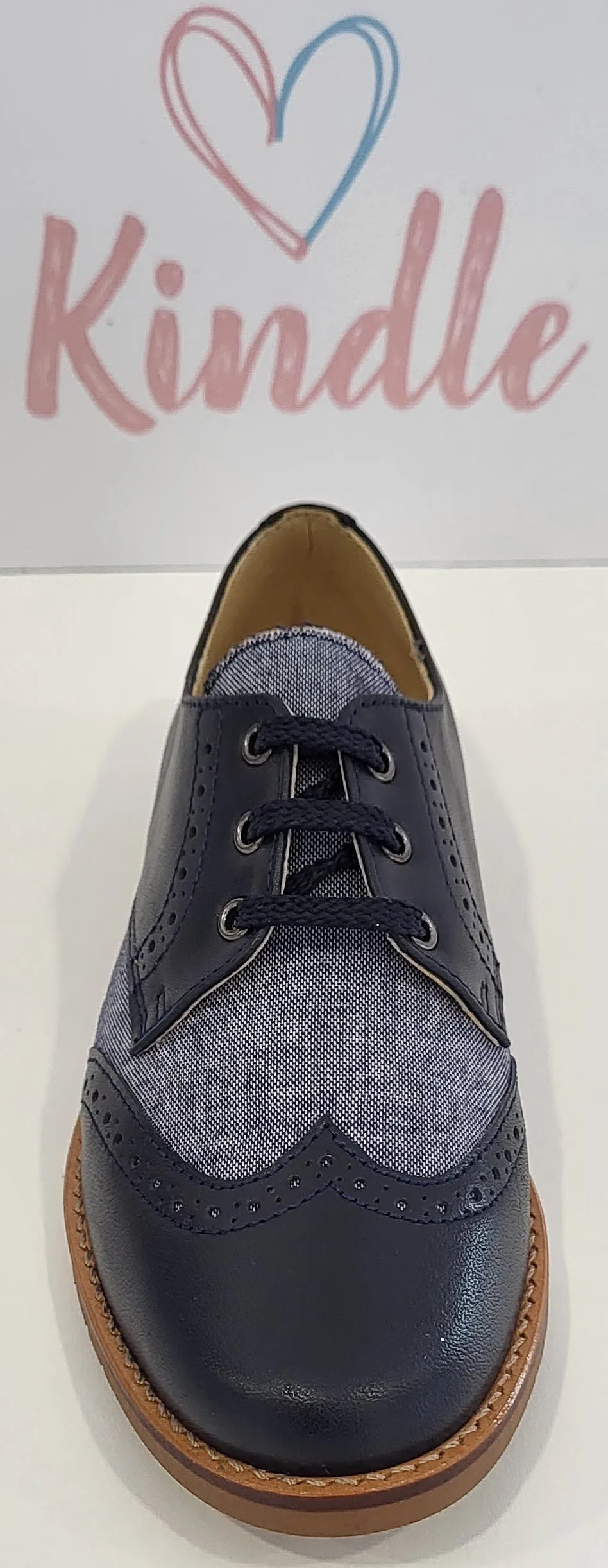 SALE KINDLE Boys Shoes:- Navy & Blue Brogue