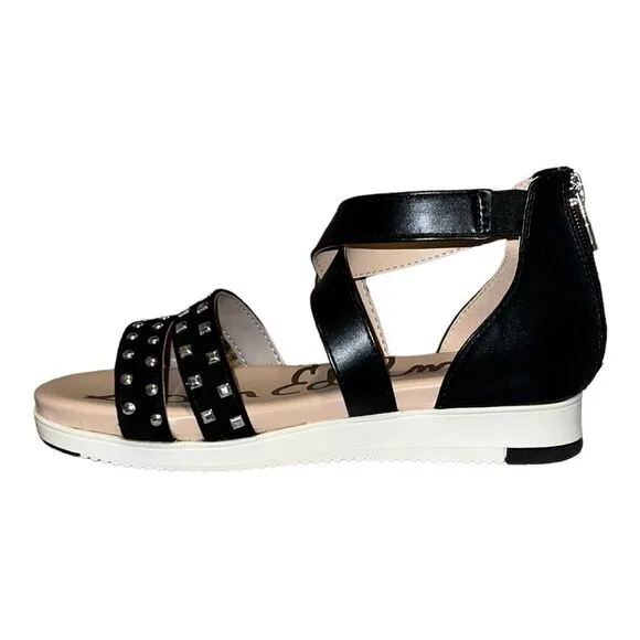 Sam Edelman Little Girls Audrea Cassie Sandals Black Faux Leather 4M New