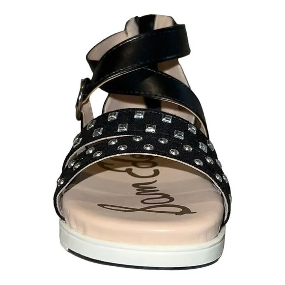 Sam Edelman Little Girls Audrea Cassie Sandals Black Faux Leather 4M New