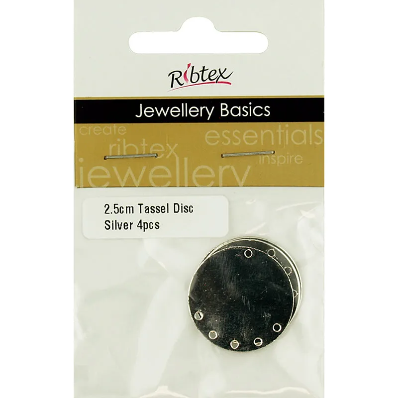 SILVER EARRING TASSEL DISC 4 PC 2.5CM