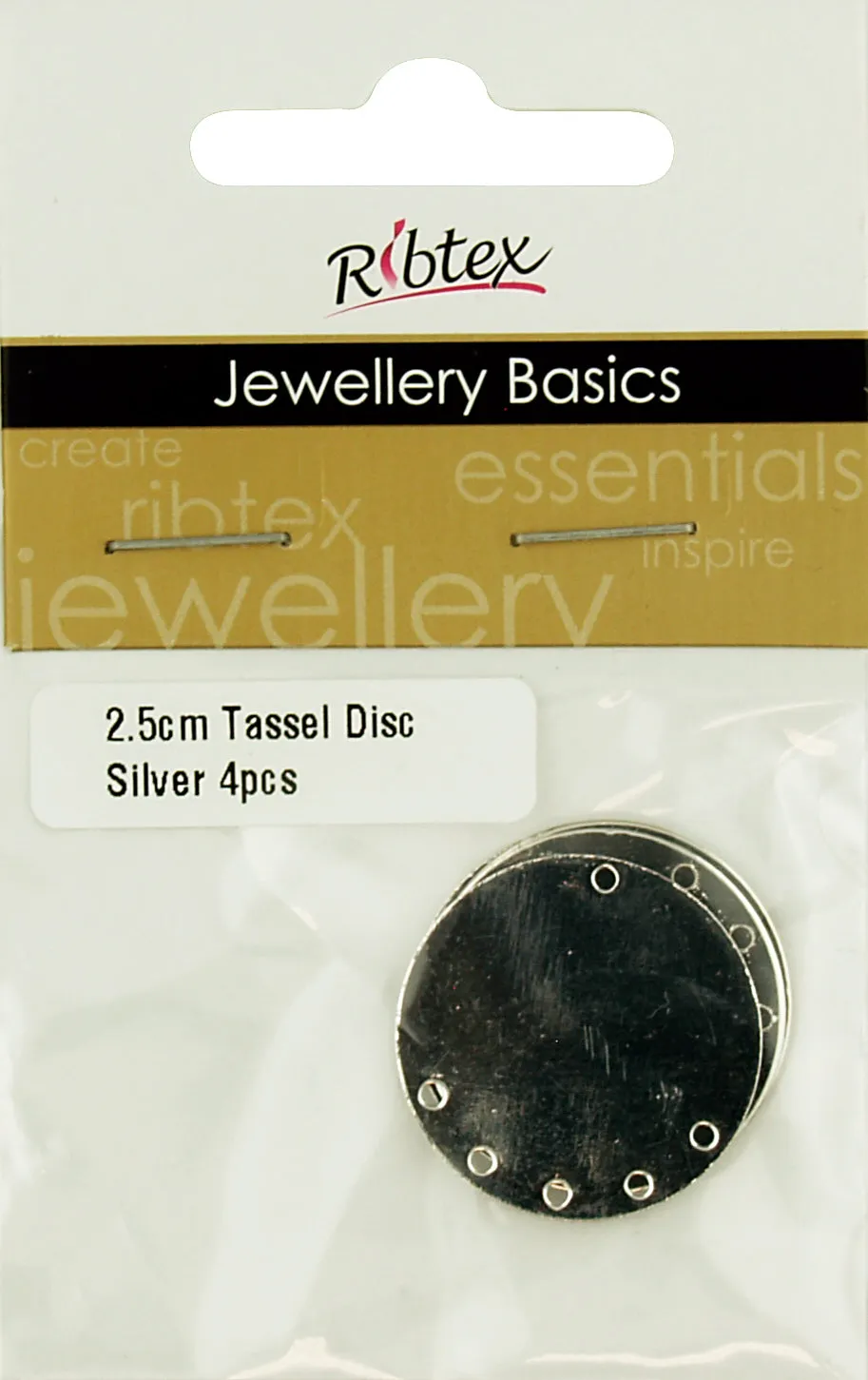 SILVER EARRING TASSEL DISC 4 PC 2.5CM