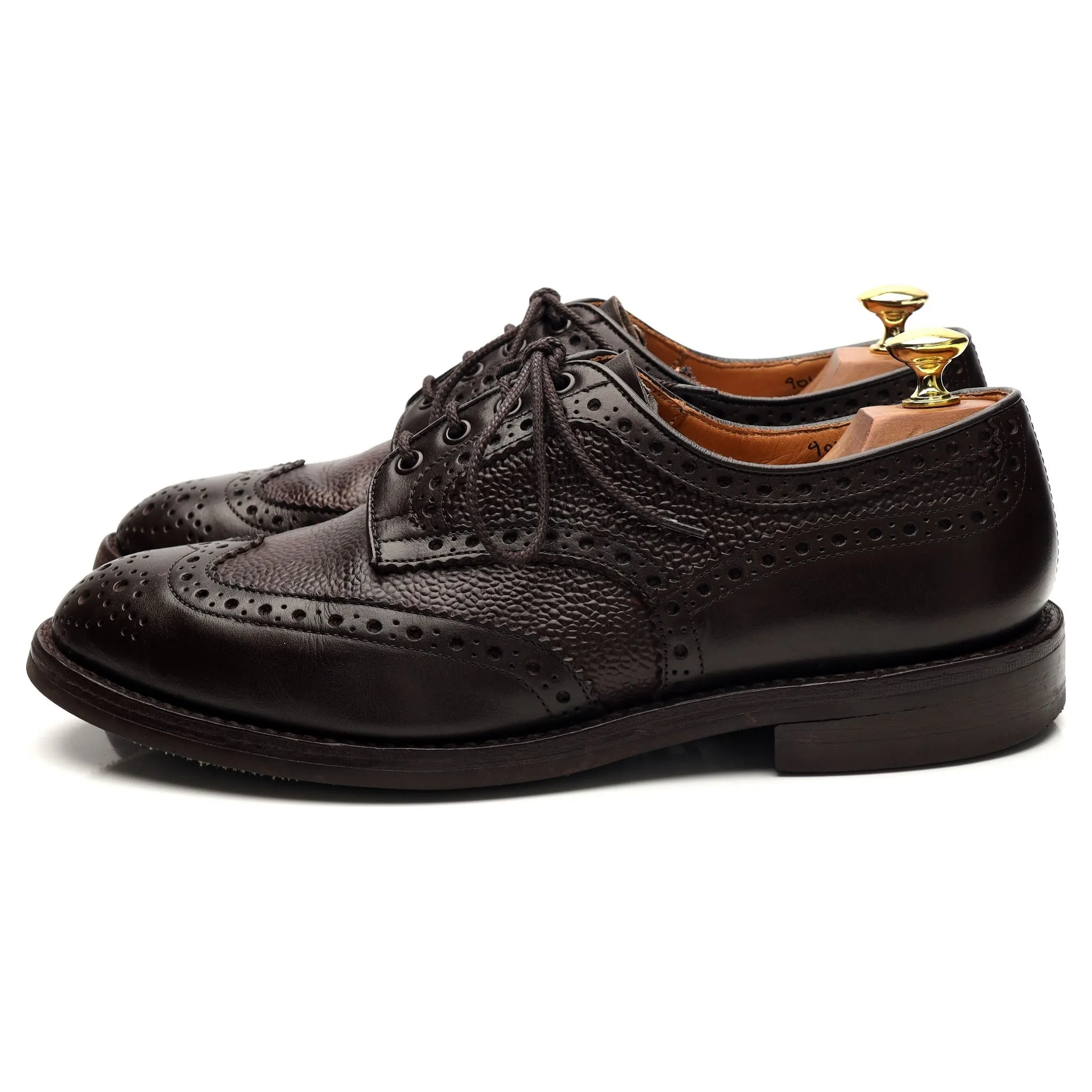 'Skiddaw' Dark Brown Grain Leather Derby Brogues UK 8