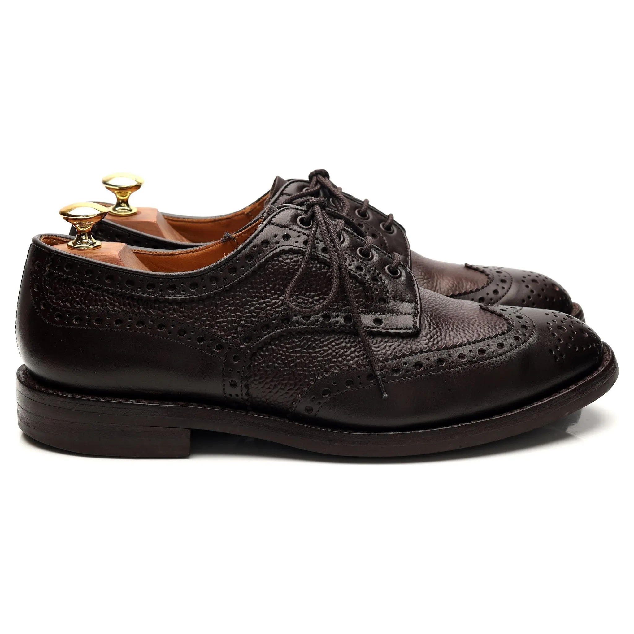 'Skiddaw' Dark Brown Grain Leather Derby Brogues UK 8
