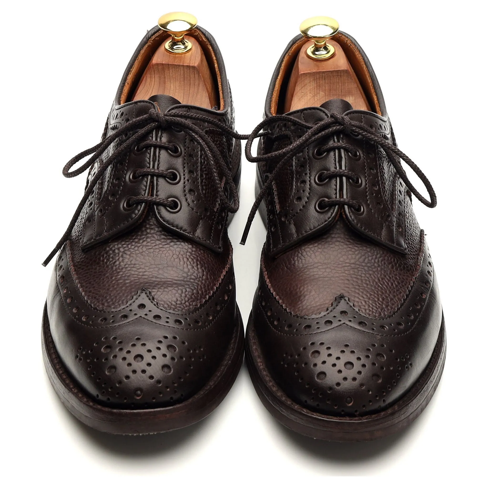'Skiddaw' Dark Brown Grain Leather Derby Brogues UK 8