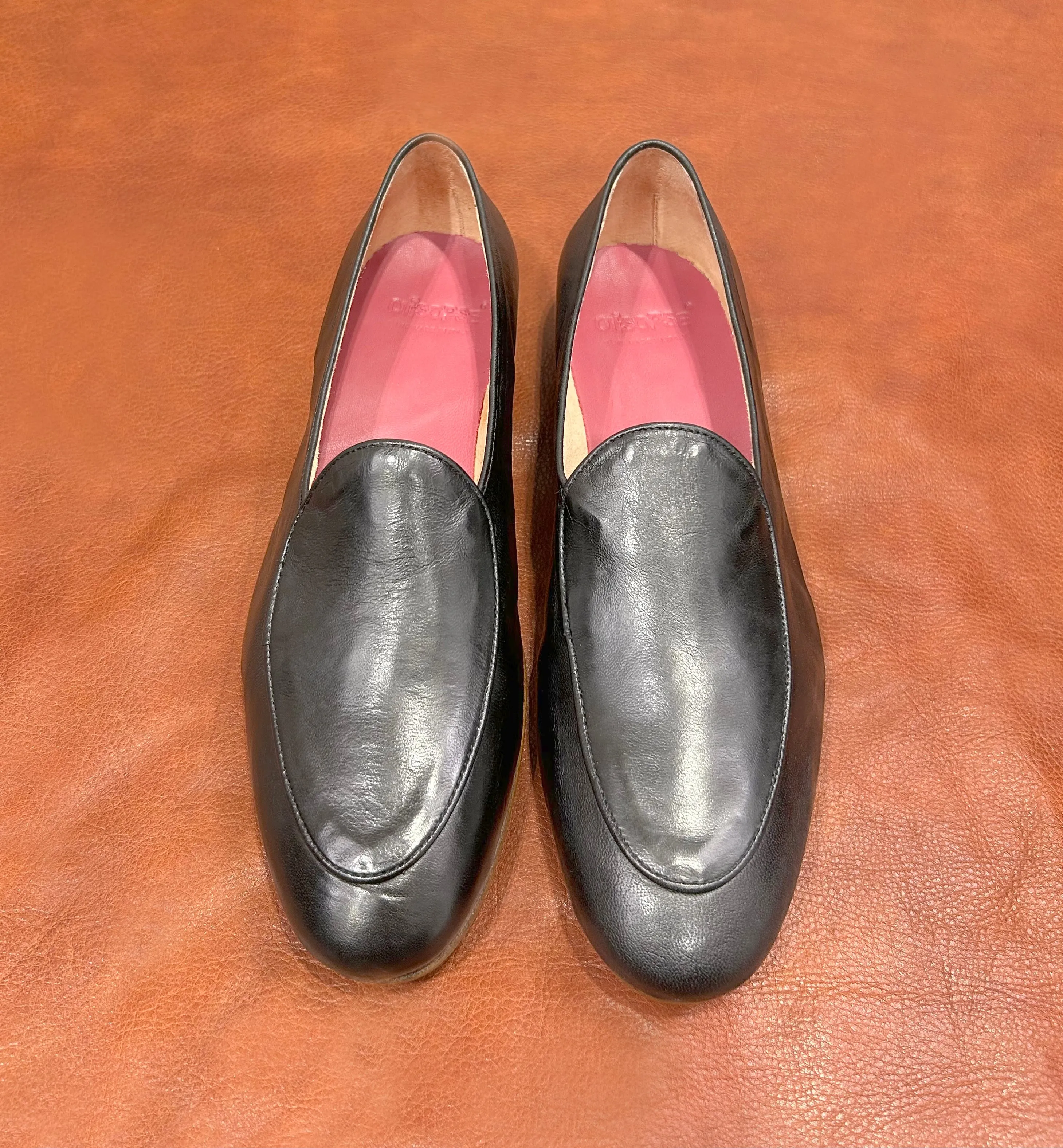 Slippers nera in pelle stropicciata