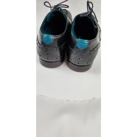 Ted Baker Black Classic Wingtip Office Formal Black Leather Mens Size 8