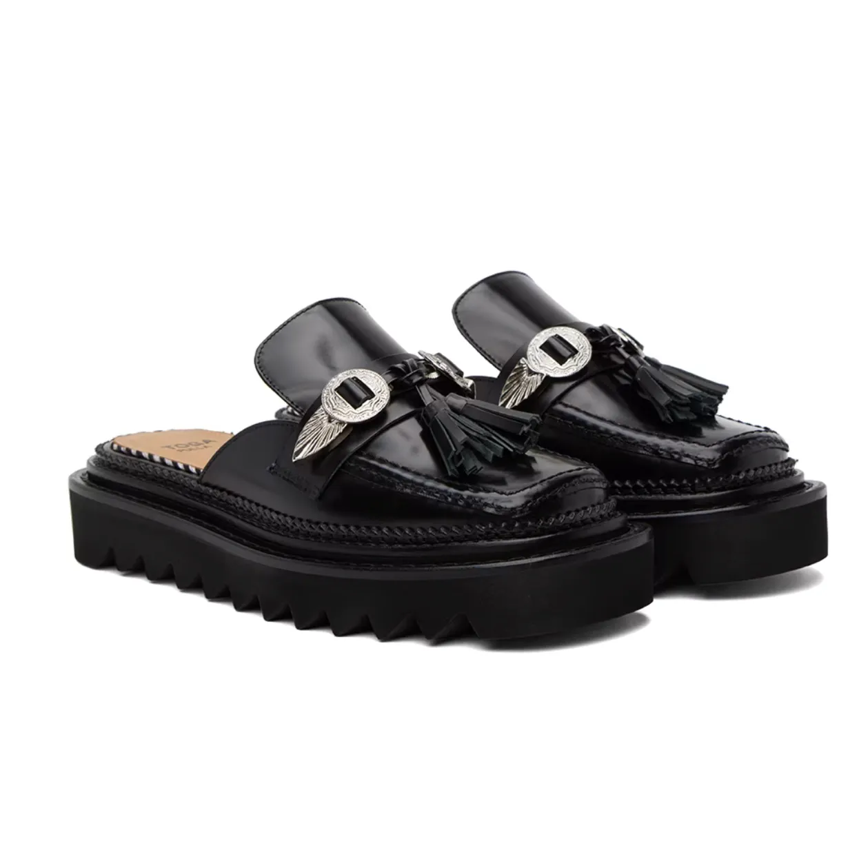 Toga Pulla Black Tassel Loafers