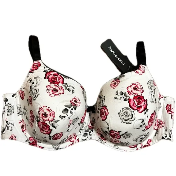 Torrid Curve Body™ Skull rose Floral Demi Bra white 46DD NWT