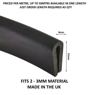 TSEC 049 Black Solid U Channel EPDM Large