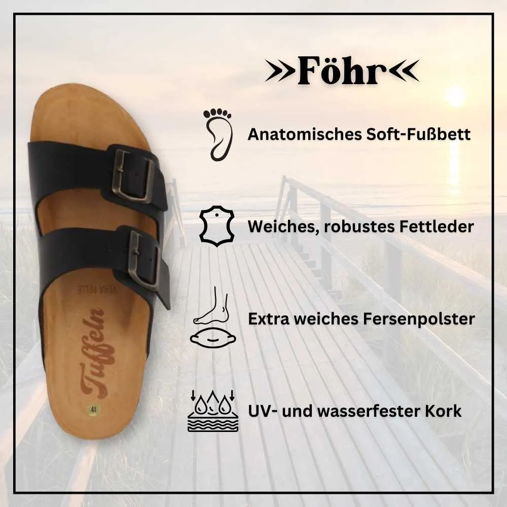 Tuffeln® leather Sandals 'Föhr', anthracite
