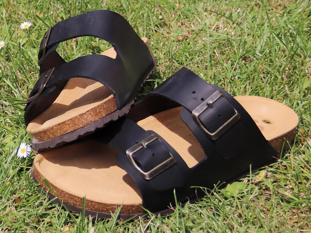 Tuffeln® leather Sandals 'Föhr', anthracite