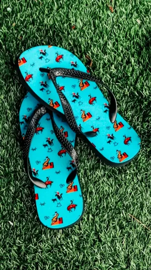Turquoise Rodeo Flip Flops