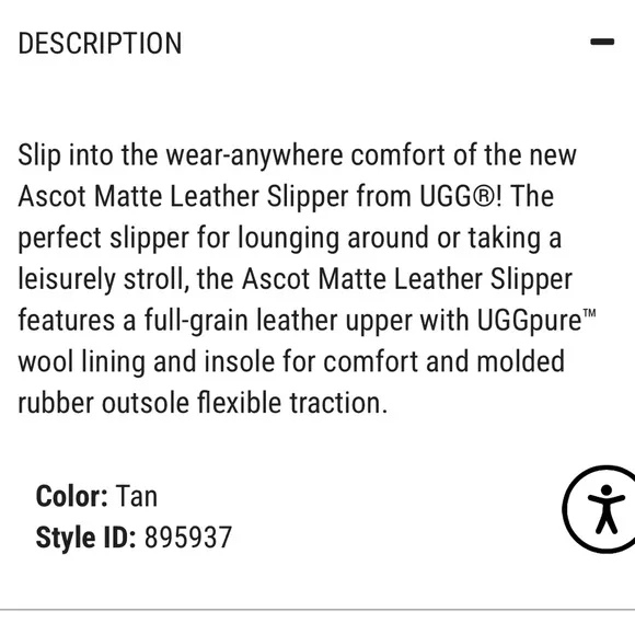 UGG Ascot Matte Leather Slipper - Tan size 10