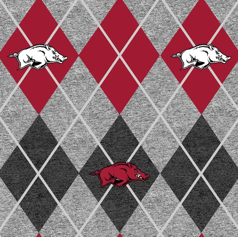 UNIVERSITY OF ARKANSAS-Heather Argyle Fleece-100% Polyester-ARK1148