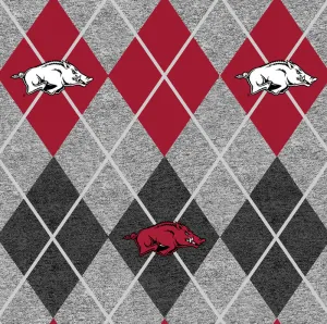 UNIVERSITY OF ARKANSAS-Heather Argyle Fleece-100% Polyester-ARK1148