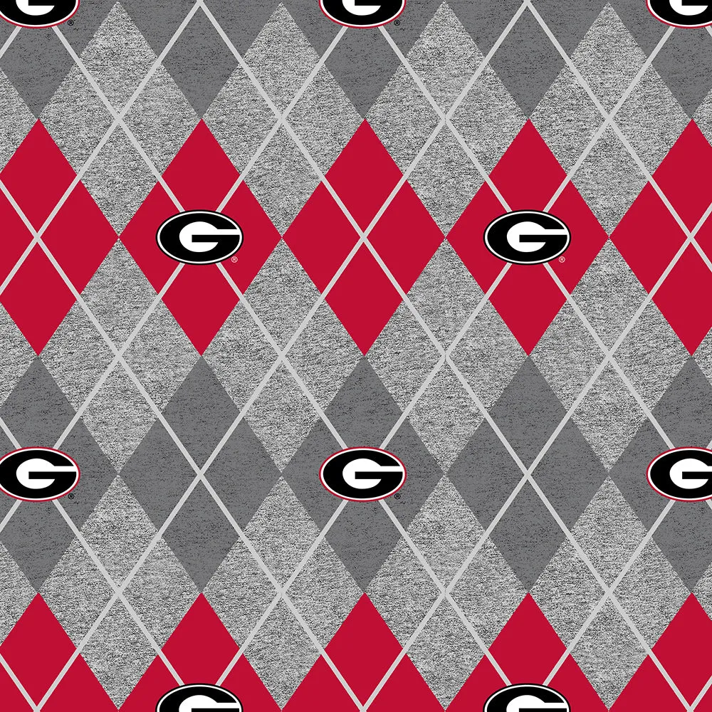 UNIVERSITY OF GEORGIA-Heather Argyle Fleece-100% Polyester-GA1148