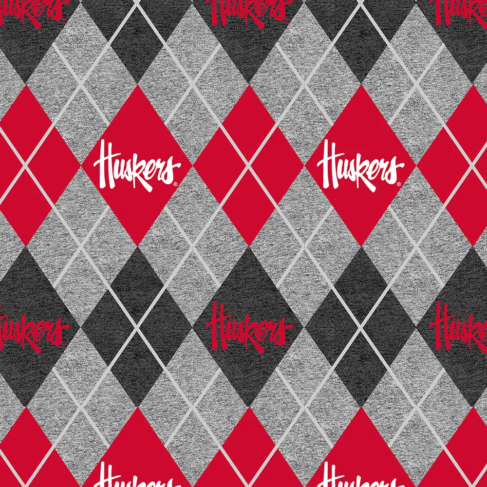 UNIVERSITY OF NEBRASKA-Heather Argyle Fleece-100% Polyester-NE1148