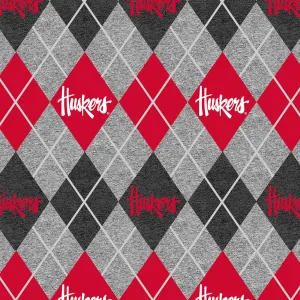 UNIVERSITY OF NEBRASKA-Heather Argyle Fleece-100% Polyester-NE1148
