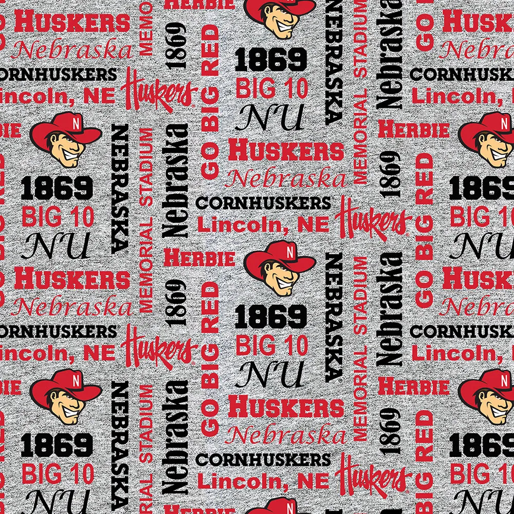 UNIVERSITY OF NEBRASKA-Heather Verbiage Fleece-100% Polyester-NE1162