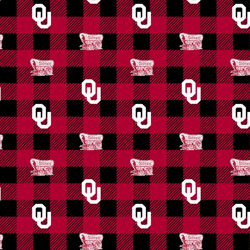 UNIVERSITY OF OKLAHOMA-Buffalo Plaid Fleece-100% Polyester-OU1190