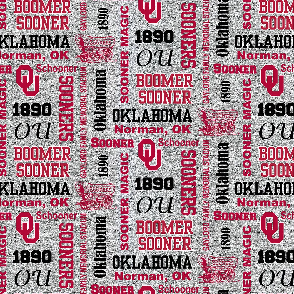 UNIVERSITY OF OKLAHOMA-Heather Verbiage Fleece-100% Polyester-OU1162
