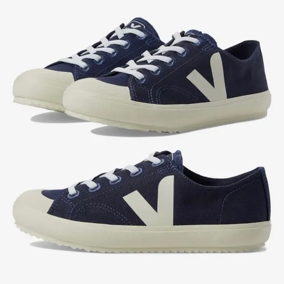 Veja Flip Elastic Laces Canvas In Marine Pierre